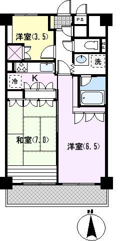 Floor plan. 3K, Price 4.8 million yen, Occupied area 53.76 sq m , Balcony area 6.72 sq m