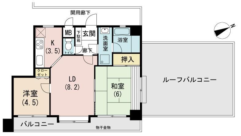 Floor plan. 2LDK, Price 5.5 million yen, Occupied area 52.46 sq m , Balcony area 9.1 sq m