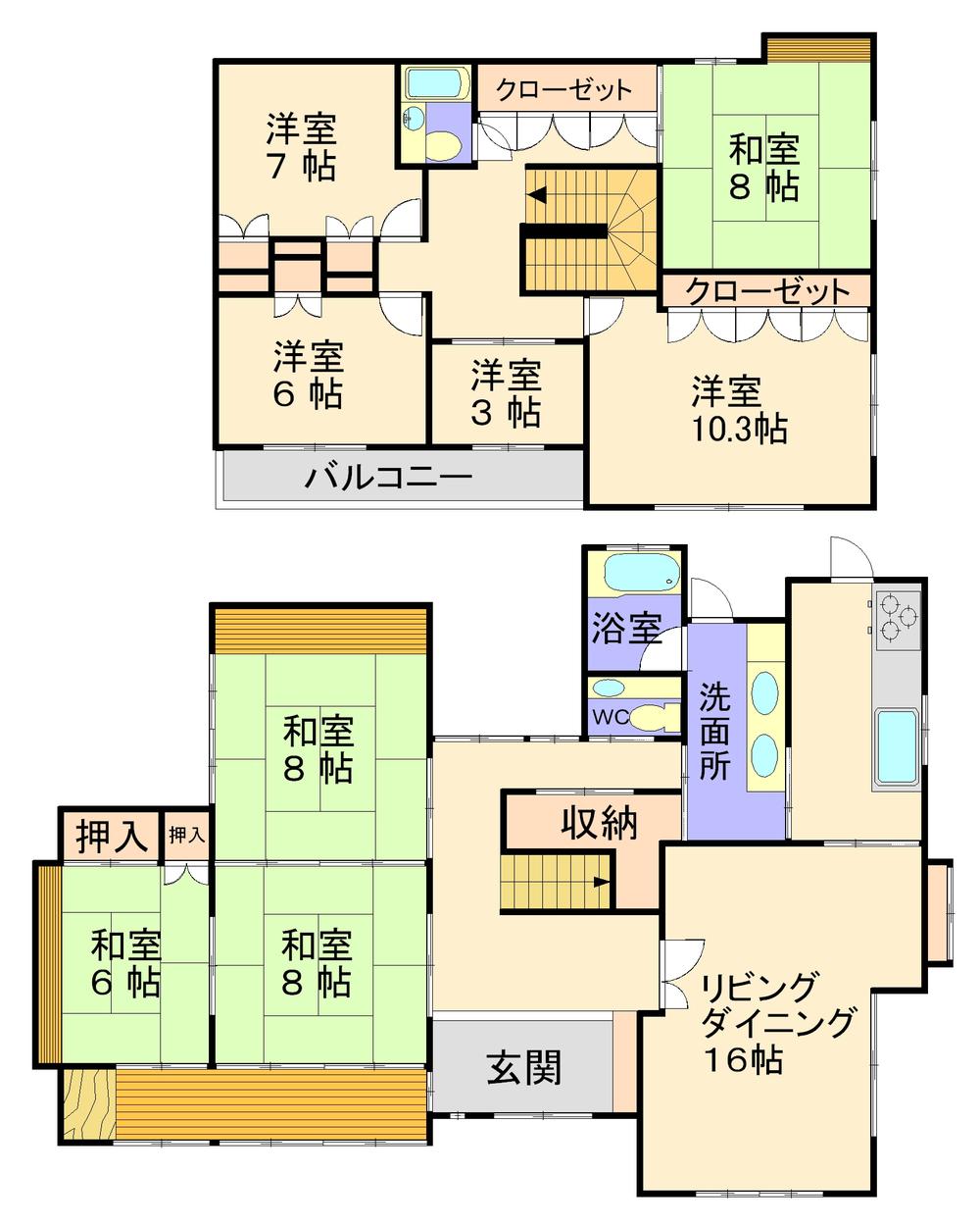 Floor plan. 48,500,000 yen, 7LDK + S (storeroom), Land area 1,274.85 sq m , Building area 205.66 sq m