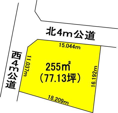 Compartment figure. Land price 8.8 million yen, Land area 255 sq m