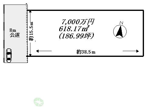 Compartment figure. Land price 70 million yen, Land area 618.17 sq m