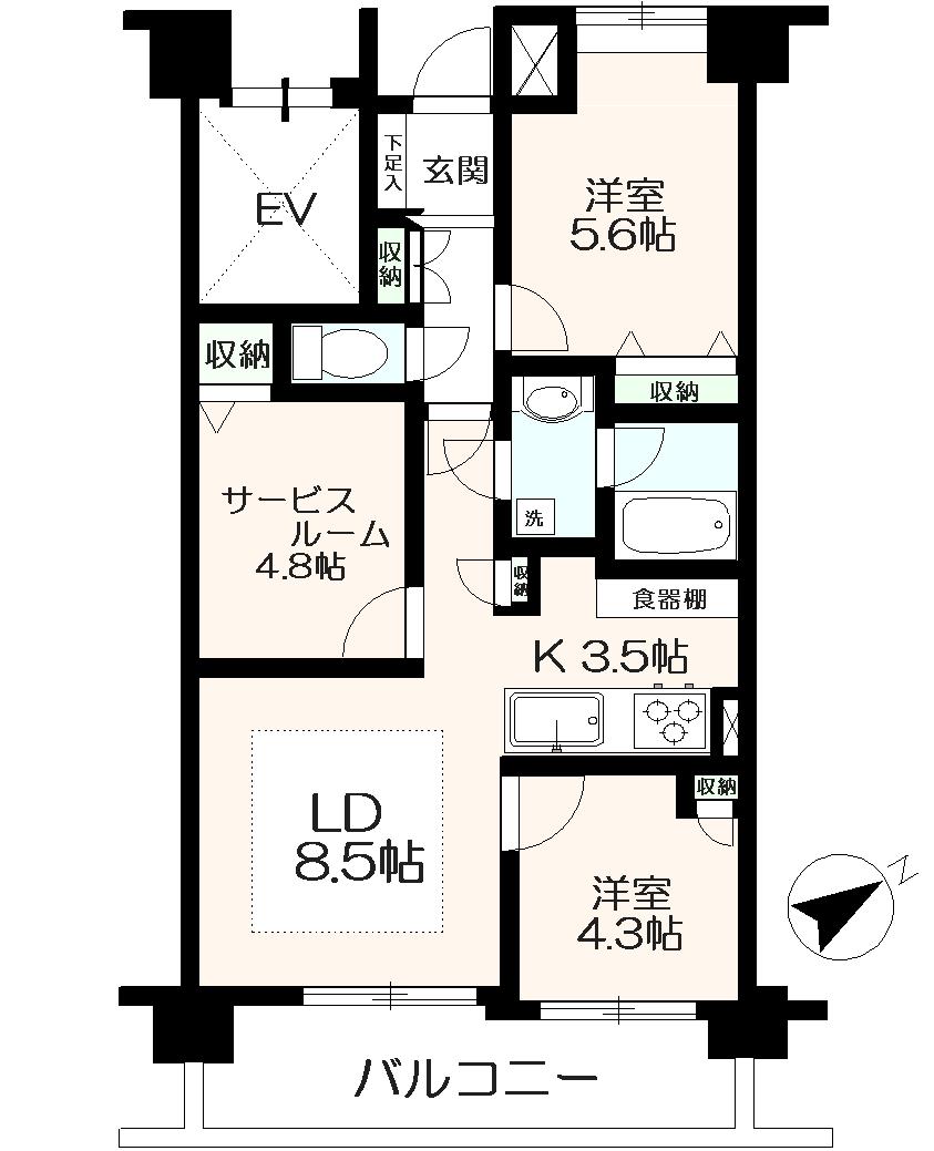 Floor plan. 2LDK + S (storeroom), Price 12.3 million yen, Occupied area 62.07 sq m