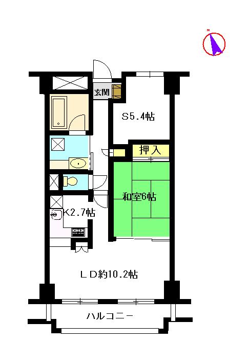 Floor plan. 1LDK + S (storeroom), Price 4.3 million yen, Occupied area 52.49 sq m , Balcony area 8.1 sq m
