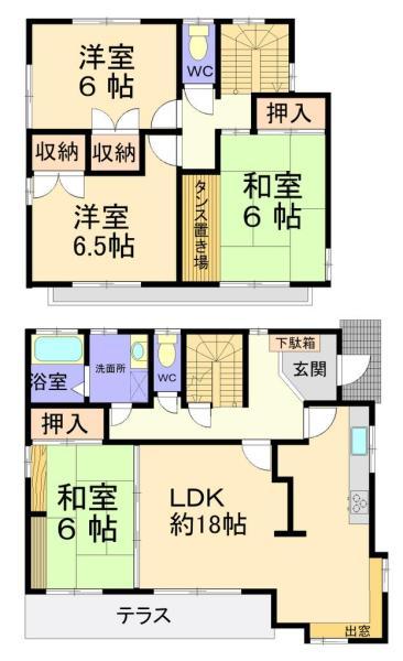 Floor plan. 15.5 million yen, 4LDK, Land area 226.2 sq m , Building area 109.34 sq m