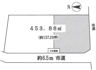 Compartment figure. Land price 8.6 million yen, In land area 453.88 sq m shaded area about 198.89 sq m parking lot, Building not.