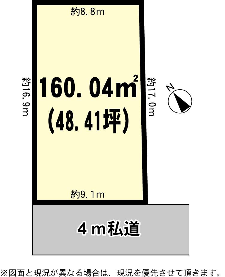 Compartment figure. Land price 5.8 million yen, Land area 160.04 sq m