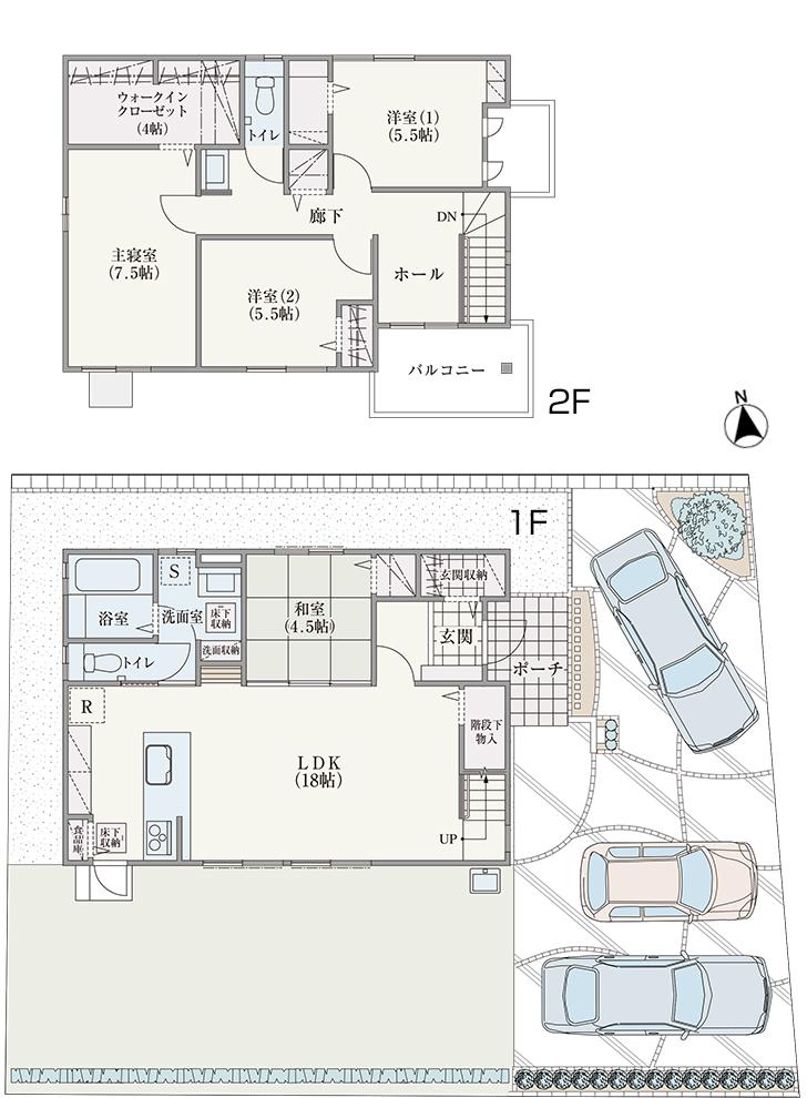 Floor plan.  [A No. land] So we have drawn on the basis of the Plan view] drawings, Plan and the outer structure ・ Planting, etc., It may actually differ slightly from.  Also, car ・ Consumer electronics, etc. are not included in the price. 