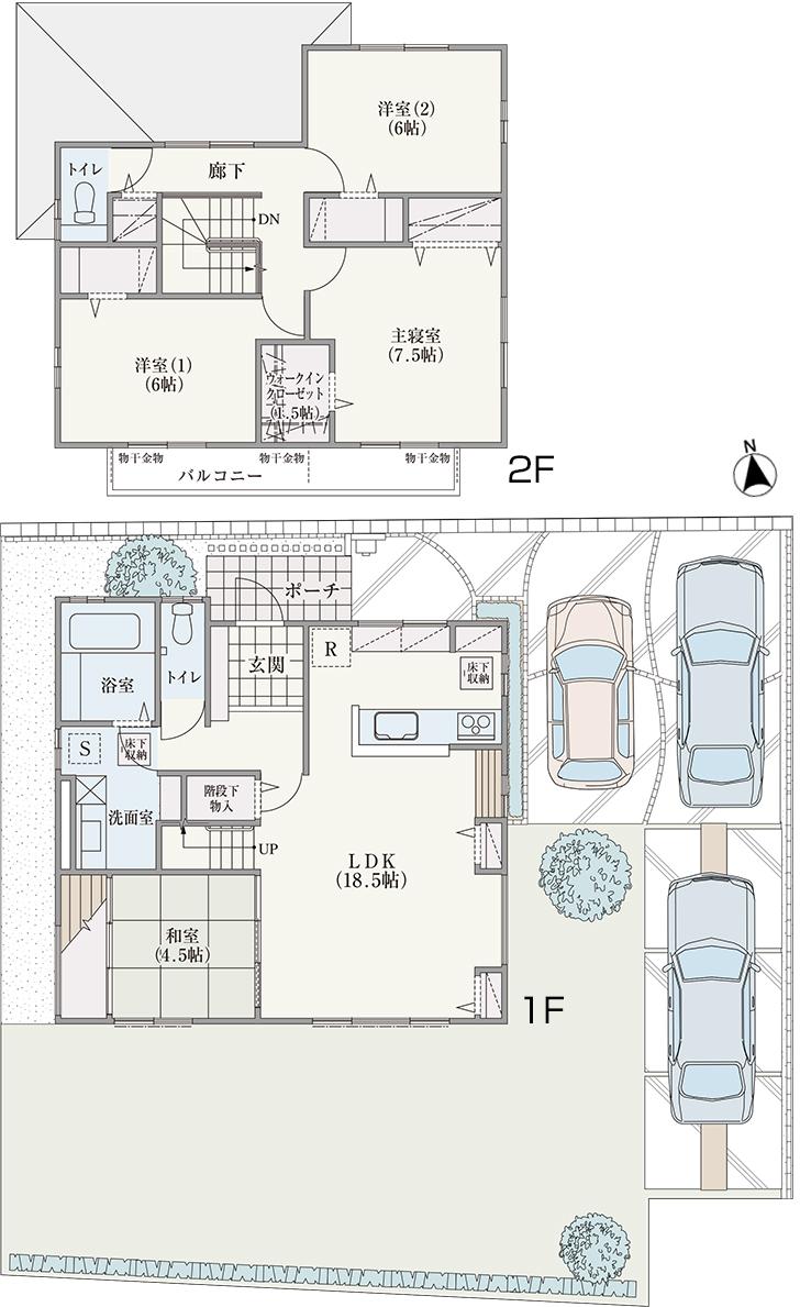 Floor plan.  [No. B land] So we have drawn on the basis of the Plan view] drawings, Plan and the outer structure ・ Planting, etc., It may actually differ slightly from.  Also, car ・ Consumer electronics, etc. are not included in the price. 