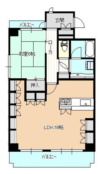 Floor plan. 1LDK, Price 7.5 million yen, Occupied area 66.32 sq m