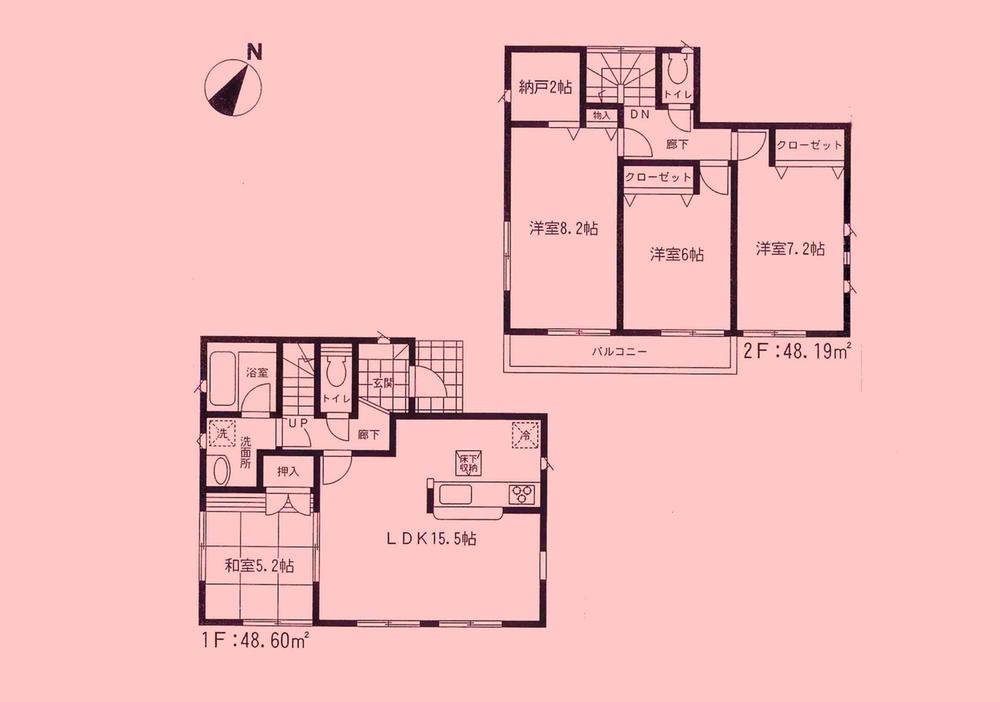 Floor plan. 12.8 million yen, 4LDK + S (storeroom), Land area 164.1 sq m , Building area 96.79 sq m