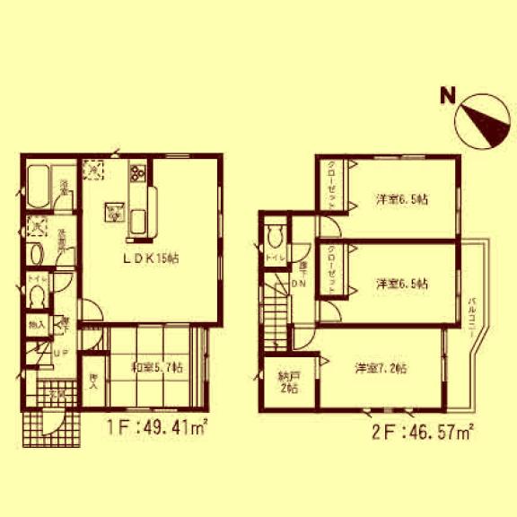 Floor plan. (6 Building), Price 13.5 million yen, 4LDK+S, Land area 191.39 sq m , Building area 96.79 sq m