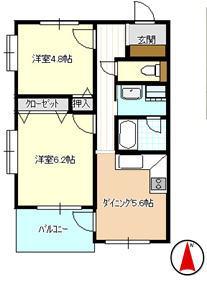Floor plan. 2DK, Price 13 million yen, Occupied area 40.03 sq m , Balcony area 4.46 sq m