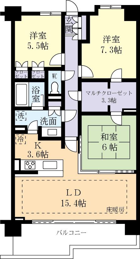 Floor plan. 3LDK + S (storeroom), Price 25 million yen, Occupied area 85.01 sq m , Balcony area 16.58 sq m