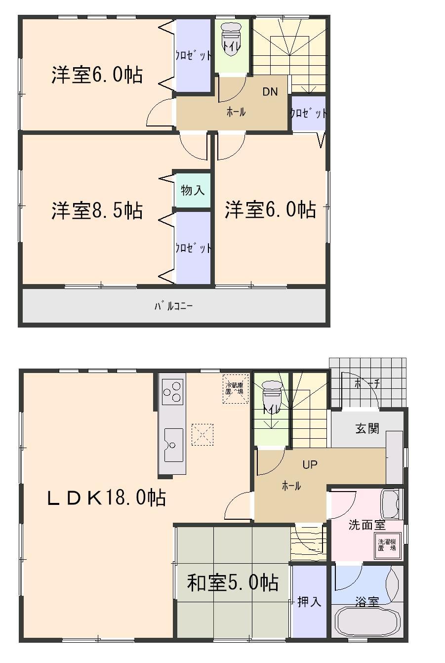 Floor plan. (1 Building), Price 18,800,000 yen, 4LDK, Land area 208.88 sq m , Building area 99.63 sq m
