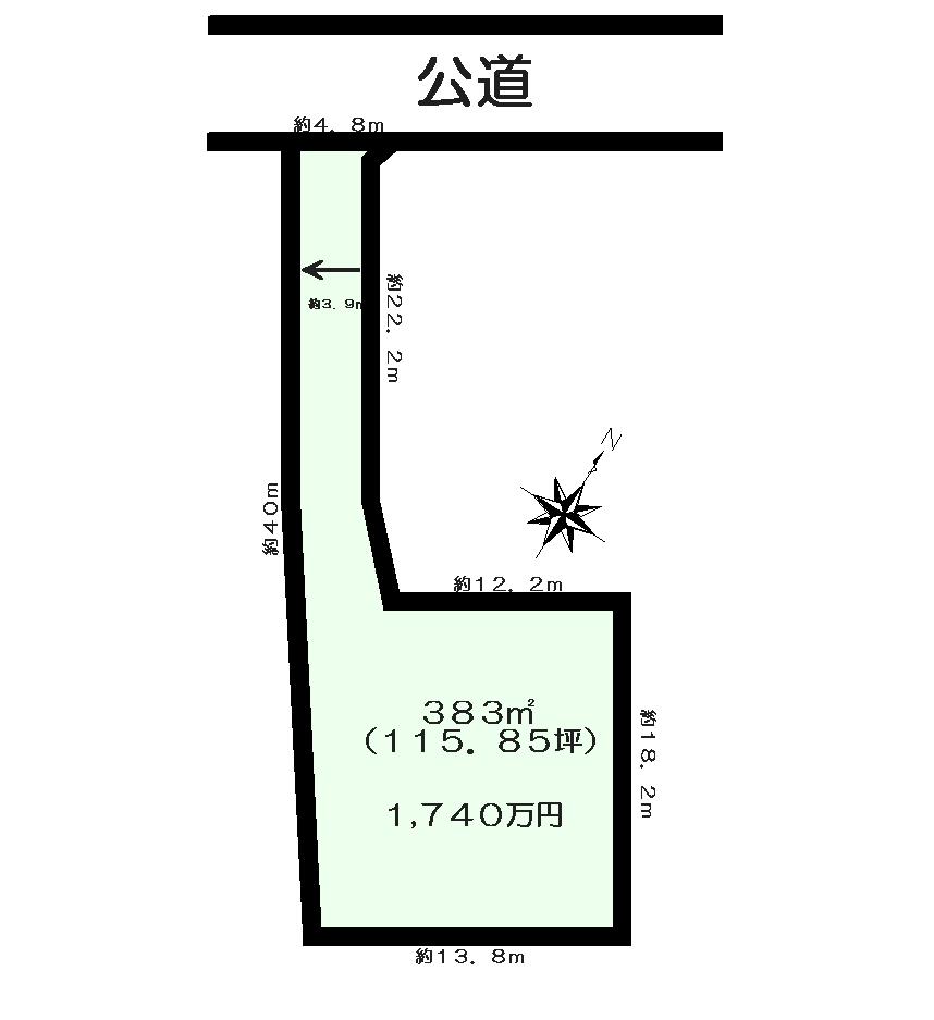 Compartment figure. Land price 17.4 million yen, Land area 383 sq m