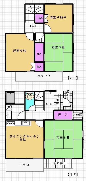 Floor plan. 5.5 million yen, 4DK, Land area 170.88 sq m , Building area 78.66 sq m