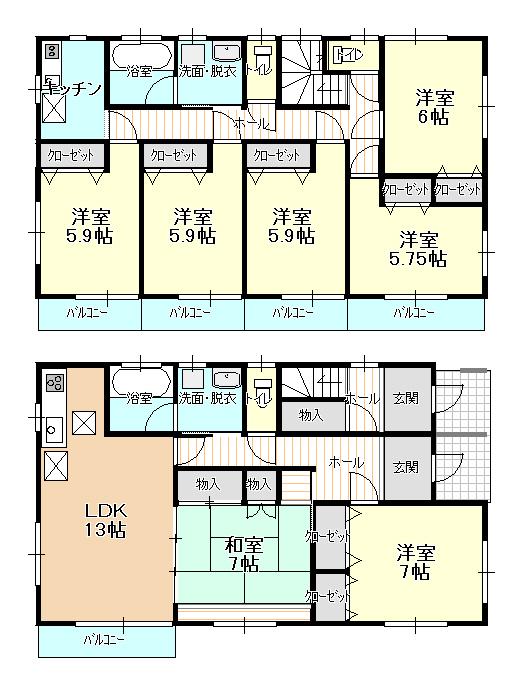 Floor plan. 15.5 million yen, 7LDK, Land area 171.42 sq m , Building area 156.5 sq m