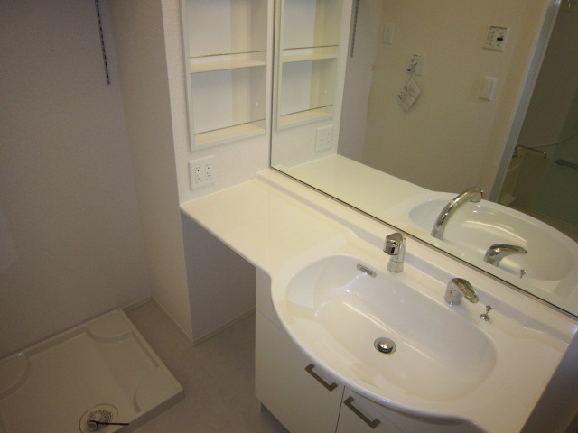 Washroom. Spacious wash basin with a shower of wide width