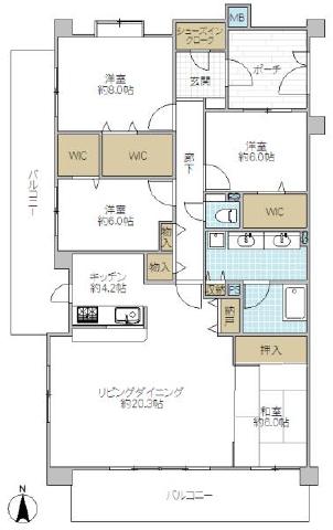 Floor plan. 4LDK, Price 29,800,000 yen, The area occupied 120.1 sq m , Balcony area 26 sq m
