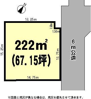 Compartment figure. Land price 17.4 million yen, Land area 222 sq m