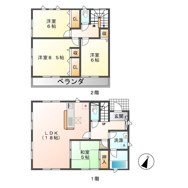 Floor plan. (1 Building), Price 18,800,000 yen, 4LDK, Land area 208.88 sq m , Building area 99.63 sq m