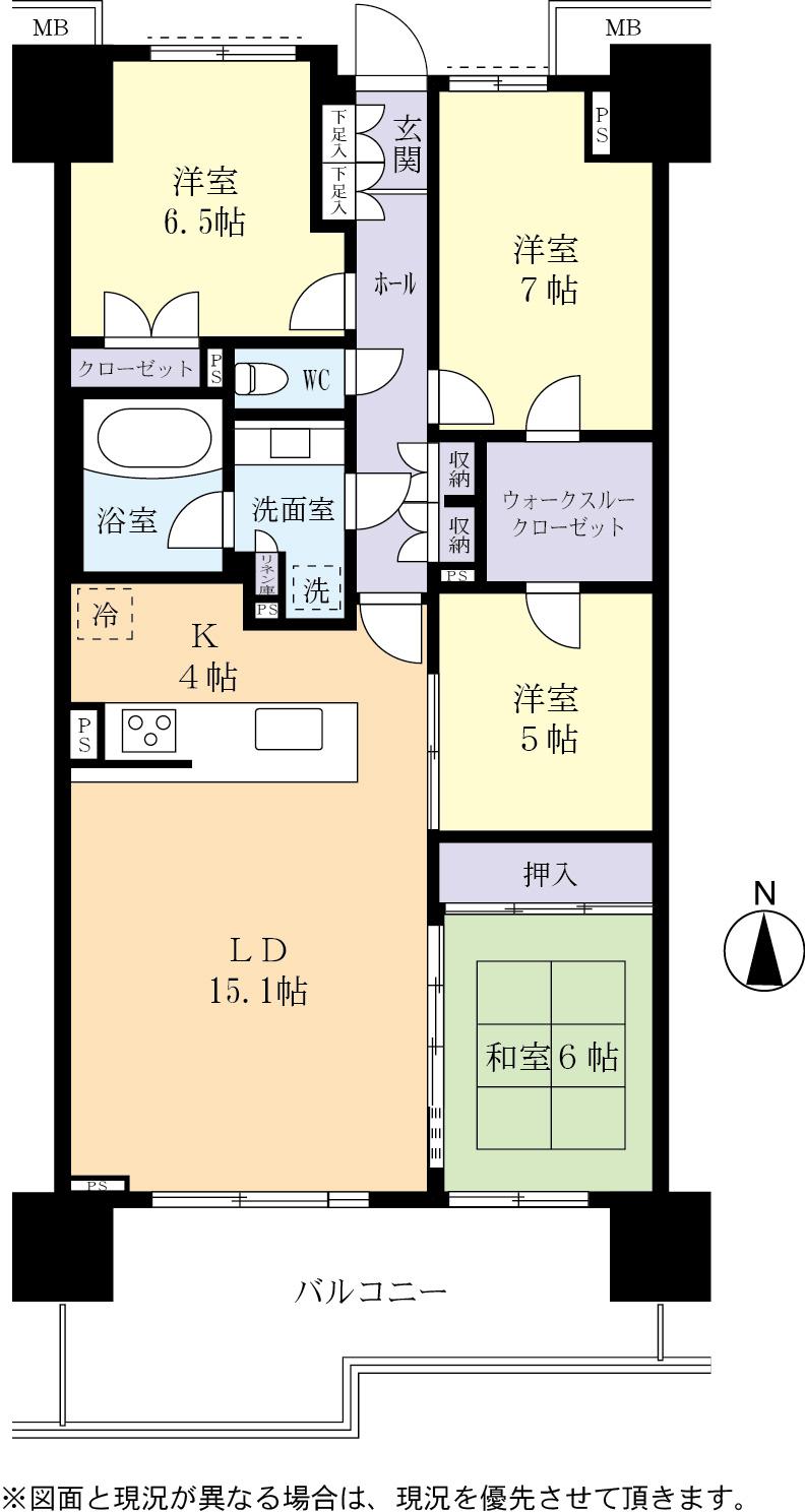 Floor plan. 4LDK + S (storeroom), Price 26,800,000 yen, Footprint 100.05 sq m , Balcony area 16.58 sq m
