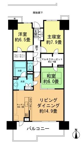 Floor plan. 3LDK + S (storeroom), Price 26.5 million yen, Occupied area 90.73 sq m , Balcony area 16.38 sq m