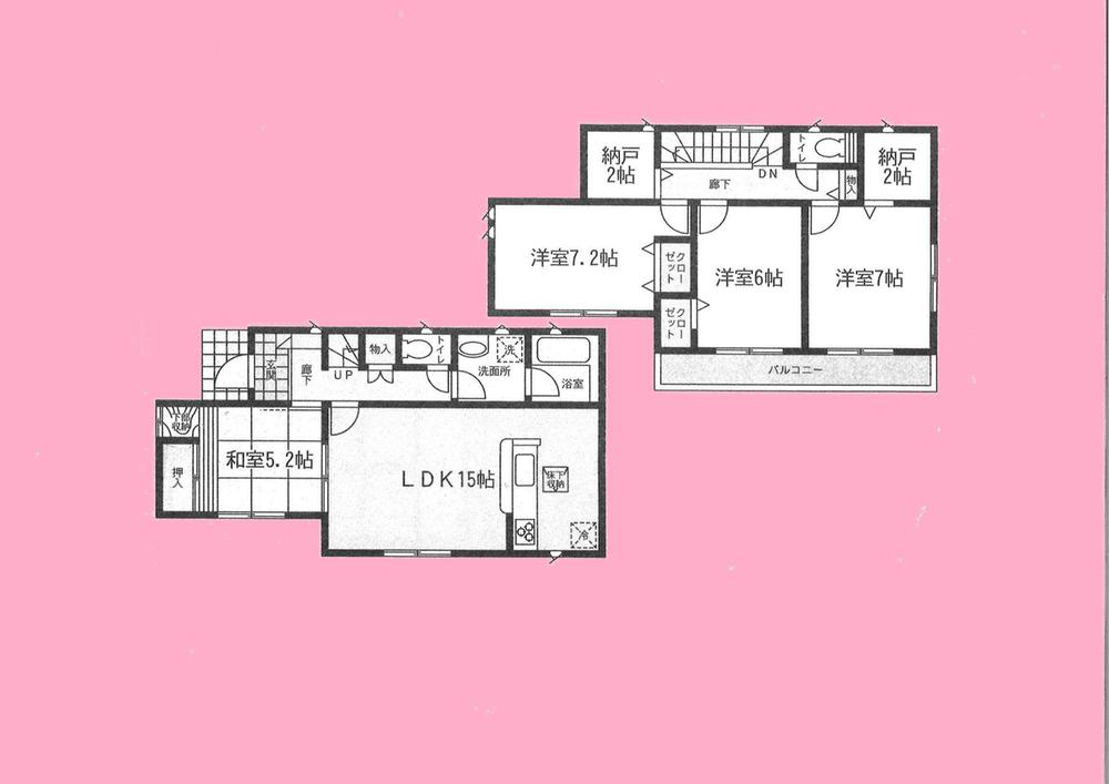 Floor plan. 27,800,000 yen, 4LDK + 2S (storeroom), Land area 191.96 sq m , Building area 100.43 sq m