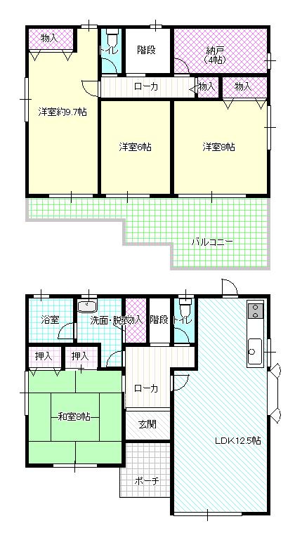 Floor plan. 8.5 million yen, 4LDK + S (storeroom), Land area 150.48 sq m , Building area 122.92 sq m