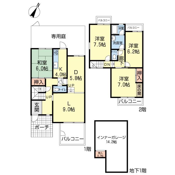 Floor plan. 4LDK, Price 17 million yen, Footprint 131.25 sq m