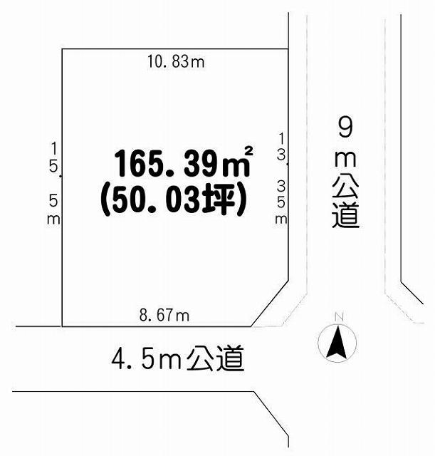 Compartment figure. Land price 3.8 million yen, Land area 165.39 sq m
