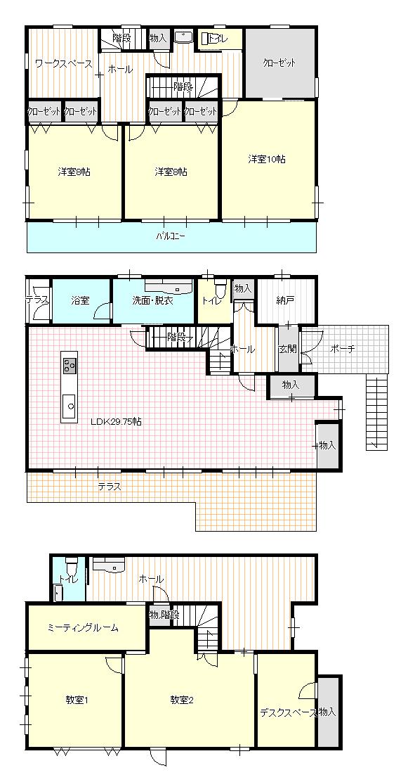 Floor plan. 75 million yen, 4LDK + S (storeroom), Land area 338.3 sq m , Building area 197.46 sq m