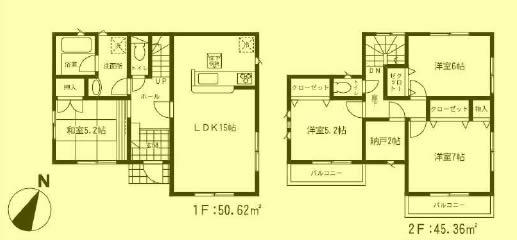 Floor plan. (5 Building), Price 18,800,000 yen, 4LDK+S, Land area 201.41 sq m , Building area 95.98 sq m