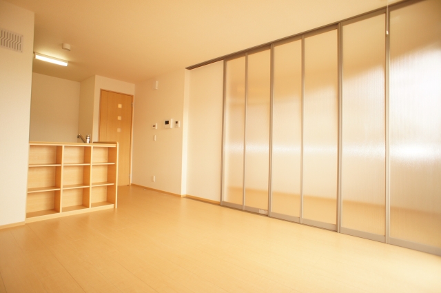 Living and room. With a movable partition of the see-through