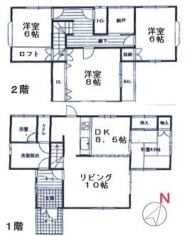 Floor plan. 13.8 million yen, 4LDK + S (storeroom), Land area 153.06 sq m , Building area 109.3 sq m