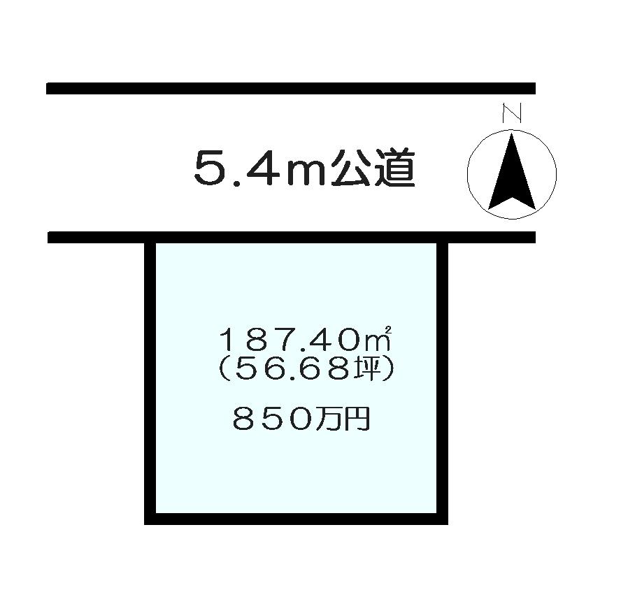 Compartment figure. Land price 8.5 million yen, Land area 187.4 sq m