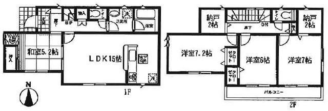 Floor plan. 27,800,000 yen, 4LDK + 2S (storeroom), Land area 191.96 sq m , Building area 100.43 sq m