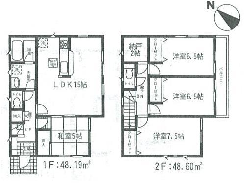 Floor plan. 13.8 million yen, 4LDK, Land area 191.39 sq m , Building area 96.79 sq m
