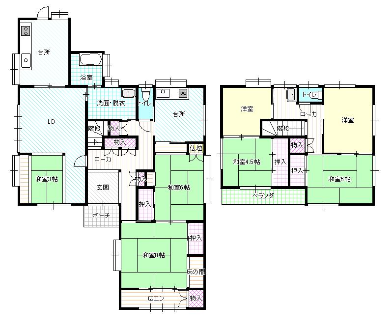 Floor plan. 8 million yen, 6LDKK, Land area 251.93 sq m , Building area 149.77 sq m 6LDKK