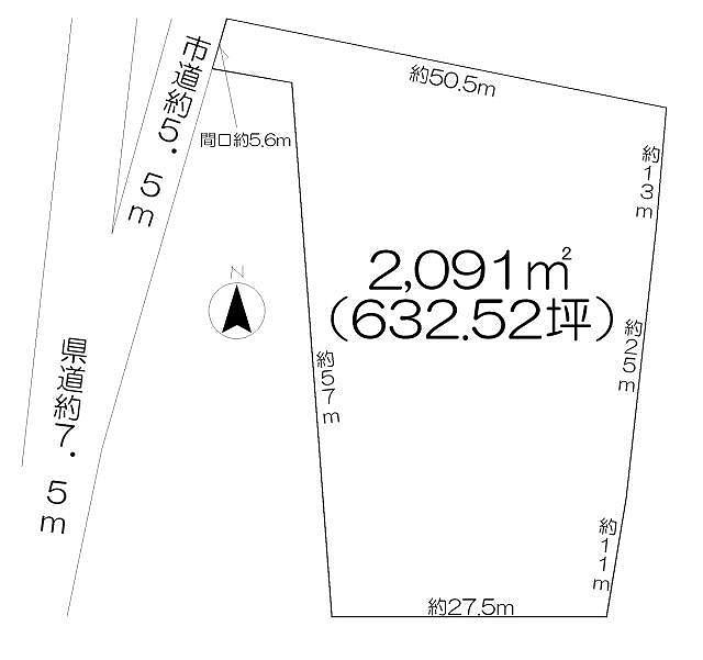 Compartment figure. Land price 22 million yen, Land area 2091 sq m