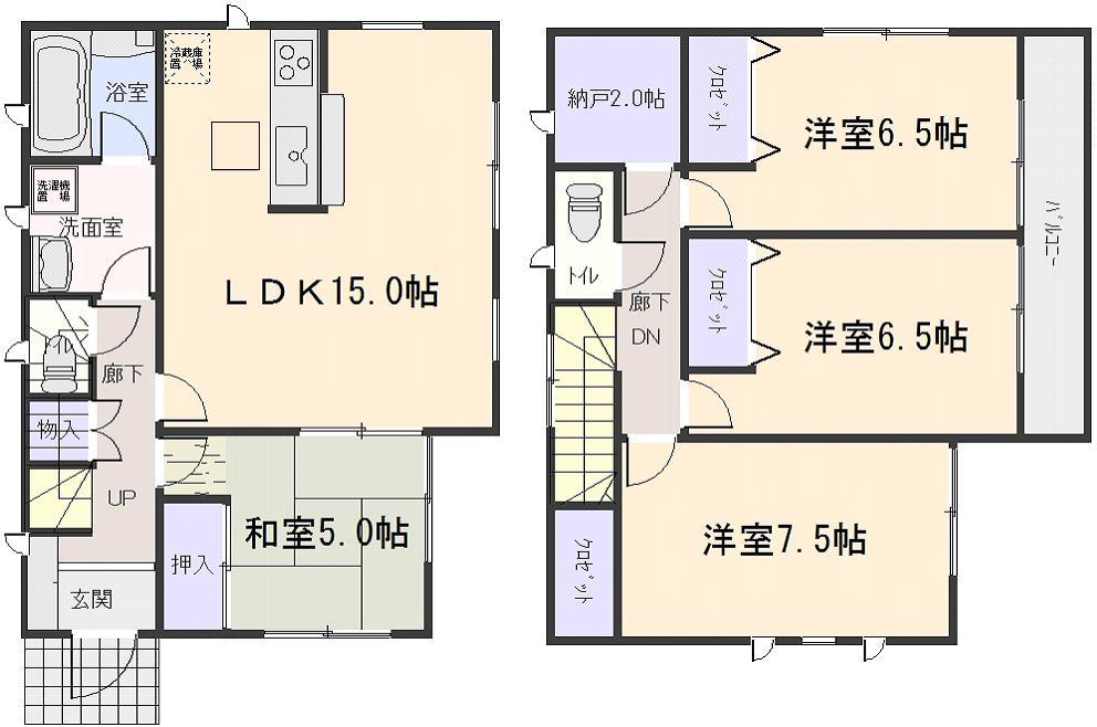 Floor plan. (6 Building), Price 13.8 million yen, 4LDK, Land area 191.39 sq m , Building area 96.79 sq m