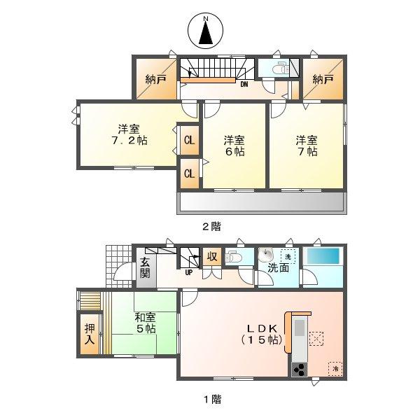 Floor plan. (3 Building), Price 27,800,000 yen, 4LDK+2S, Land area 191.96 sq m , Building area 100.43 sq m