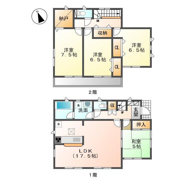 Floor plan. (7 Building), Price 31,800,000 yen, 4LDK+S, Land area 196.07 sq m , Building area 101.65 sq m