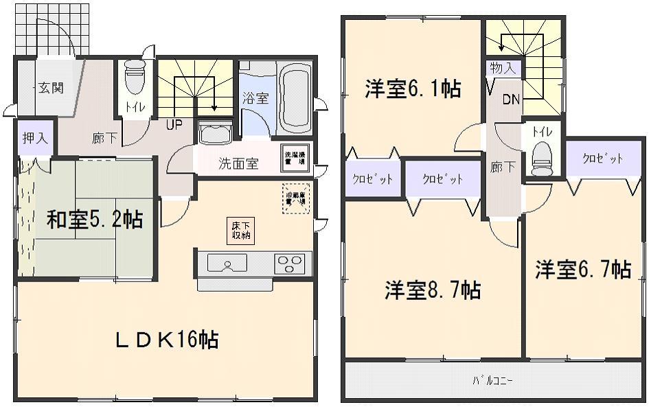 Floor plan. 19,800,000 yen, 4LDK, Land area 141.59 sq m , Building area 98.4 sq m