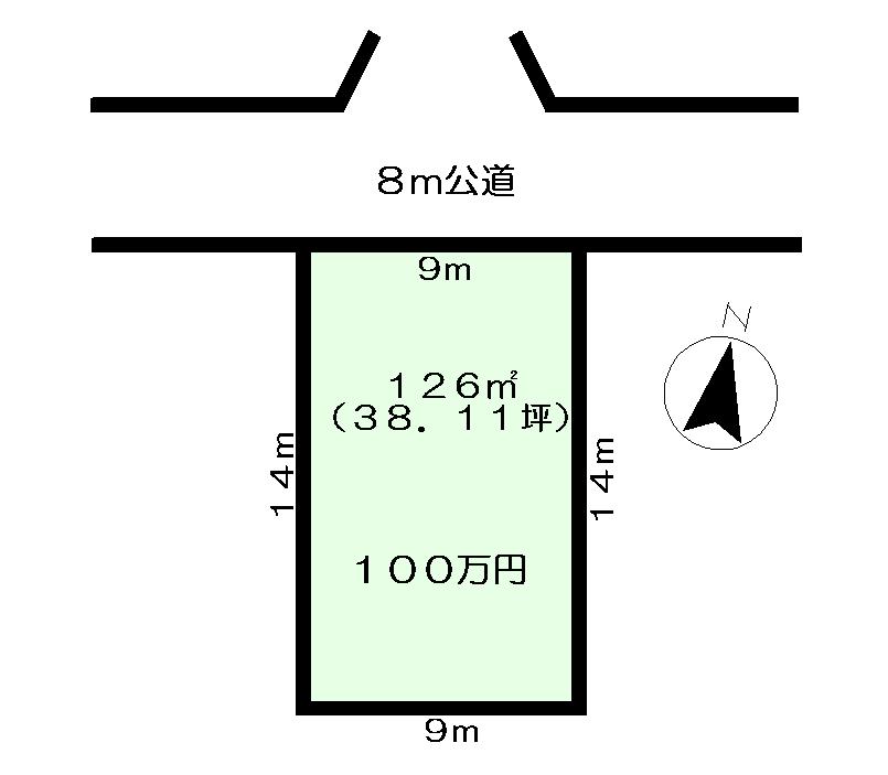 Compartment figure. Land price 1,000,000 yen, Land area 126 sq m compartment view