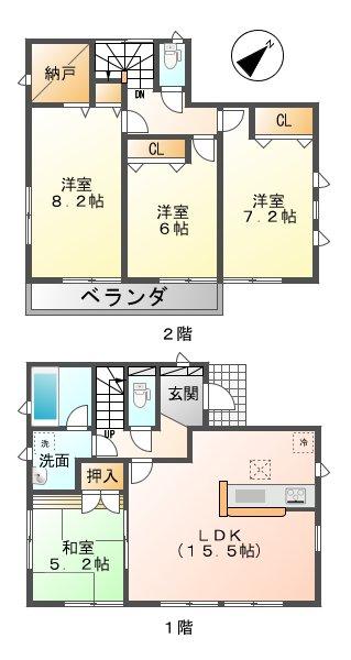 Floor plan. 14.8 million yen, 4LDK + S (storeroom), Land area 164.1 sq m , Building area 96.79 sq m