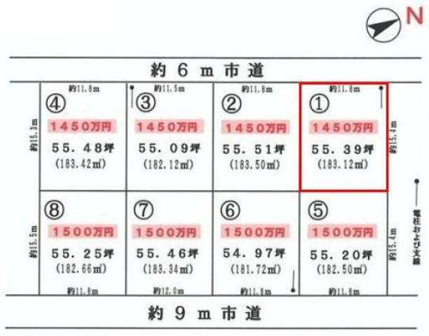 Compartment figure. Land price 14.5 million yen, Land area 183.12 sq m