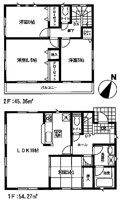 Floor plan. (1 Building), Price 21,800,000 yen, 4LDK, Land area 208.88 sq m , Building area 99.63 sq m