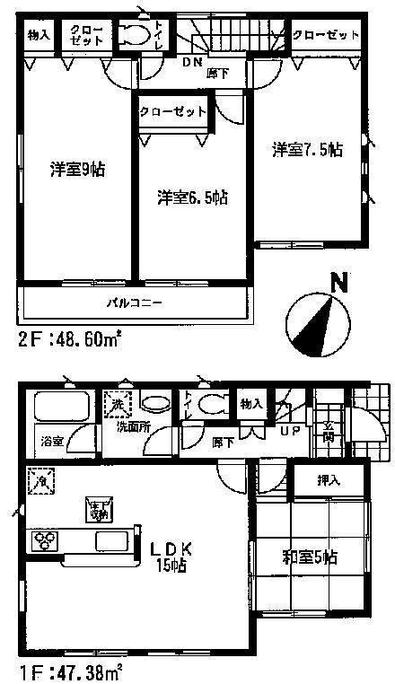 Floor plan. (3 Building), Price 19,800,000 yen, 4LDK, Land area 179.39 sq m , Building area 95.98 sq m