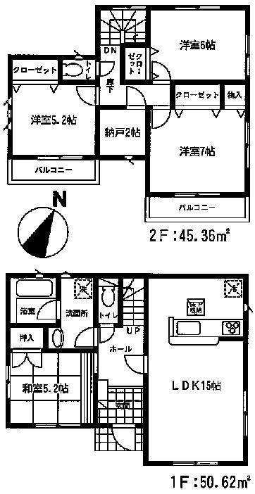 Floor plan. (5 Building), Price 16.8 million yen, 4LDK+S, Land area 201.41 sq m , Building area 95.98 sq m